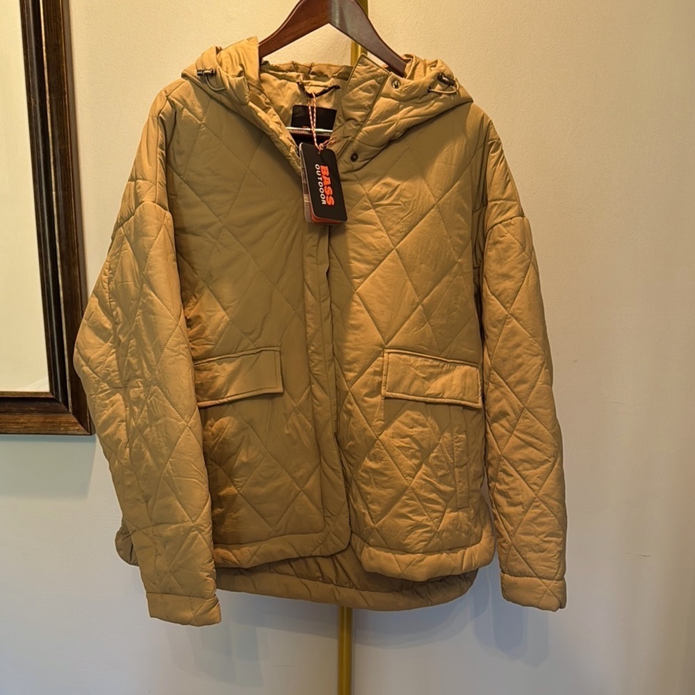 Bass Outdoor Tan Kelp Quilted Hooded Jacket NWT XL